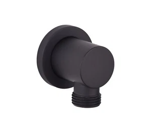 Keenware KSA-186 Luna Brass Shower Round Wall Elbow Outlet With ½” BSP: Matt Bla - Picture 1 of 2