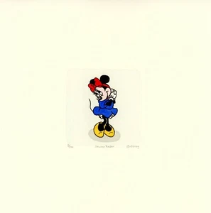 Minnie Mouse Sowa & Reiser #D/500 Pintado a Mano Dibujos Animados Grabado Disney Arte Sonrisa - Imagen 1 de 4