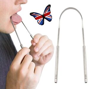 Stainless Steel Metal Tongue Scraper Cleaner Remove Bacteria Breath Cleaning UK