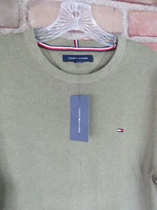Suéter Tommy Hilfiger Para Hombres Talla Pequeña Verde Cuello Redondo 100% Algodón Nuevo con Etiquetas Clásico - Imagen 1 de 13