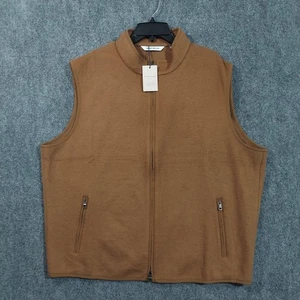 Peter Millar Vest Mens 2XL Brown Crown Flex Fleece Merino Wool Zip Front - Picture 1 of 11
