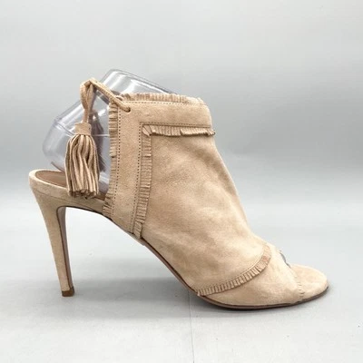 Aquazzura Womens 39.5 9.5 Colorado Sandals Shoes Beige Suede Tassel Heels Bootie - Image 1 of 4