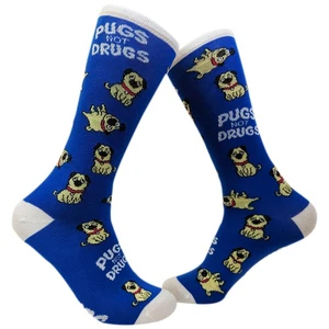 Calcetines para mujer Pugs Not Drugs divertidos lindos calzado para amantes de los perros - Imagen 1 de 9