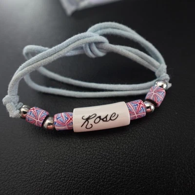 Rose Personalized Choker Necklace Boho Kiln Fired Hippie Indie Name Blue - Image 1 of 4