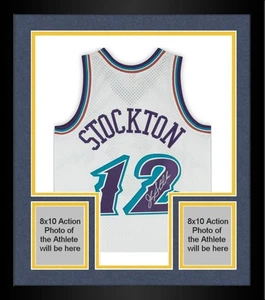 Framed John Stockton Utah Jazz Signed Mitchell and Ness 1996-97 Swingman Jersey - Picture 1 of 5