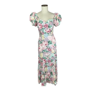 Vintage Jessica McClintock Cottagecore Long Dress Floral Rose Cotton 9/10 Small - Picture 1 of 10
