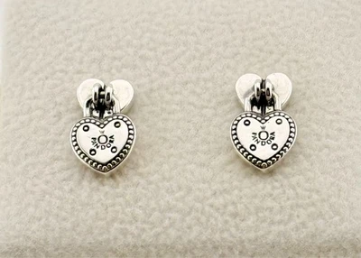 New 100% Genuine Pandora Silver Lock Locks Heart Padlock Dangle Earrings 296575 - Image 1 of 4