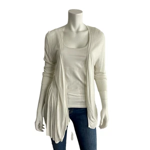 Dries Van Noten M Cardigan Sweater Ivory Draped Long Sleeve Pleated Hem - Picture 1 of 12