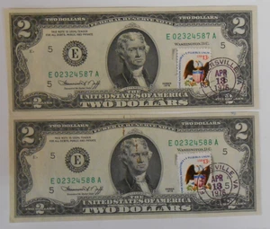 1976 - $2 FEDERAL RESERVE NOTE (RICHMOND) - FIRST DAY OF ISSUE - LOT OF 2 - Picture 1 of 5