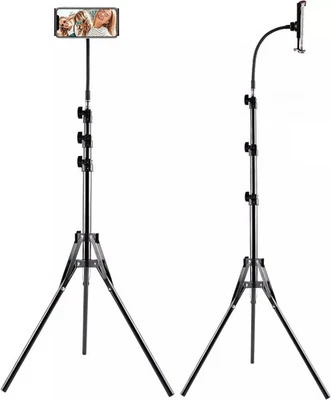 59 Inch Tablet Tripod Floor Stand: 360° Rotating Gooseneck, Phone Clip Included, - image 1 of 4