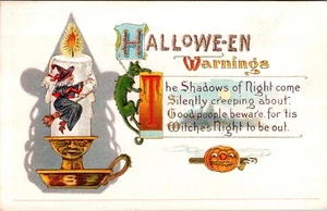 Barton Spooner Halloween Warnings Witch Candle Green Imp Postcard KB166 - Picture 1 of 2