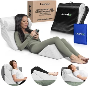 3pcs Orthopedic Bed Wedge Pillow Set White, Post Surgery Memory Foam for Back - Picture 1 of 12