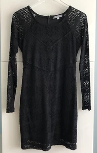 HAIDEN Fit Stretch Lace Cotton Short Little Black Mini Dress Sz. Small NEW - Picture 1 of 7