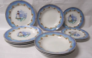 Set 11 Vintage Fitz & Floyd Omnibus "Shore Lights" Maritim Geschirr, Teller - Bild 1 von 6