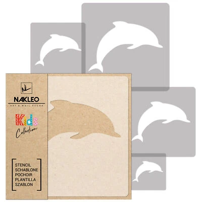 5 x Reusable Plastic Stencils 34x34cm w. 9x9cm nursery DOLPHIN - Image 1 of 3