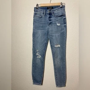 Judy Azul Vaqueros ajustados tiro alto desgastados talla 3/26 - Imagen 1 de 9