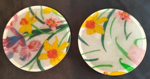 Gucci Untersetzer Blumenmuster 2 tlg Set Durchmesser 10 cm Acryl Mehrfarbig Italy - Bild 1 von 6