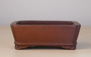 Japanese Bonsai Pot Tokoname SHIBAKATSU 3.5"(8.9cm) Unglazed Rectangle Y562 - Picture 1 of 13