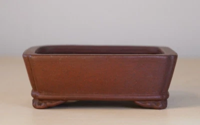 Japanese Bonsai Pot Tokoname SHIBAKATSU 3.5"(8.9cm) Unglazed Rectangle Y562 - Image 1 of 4