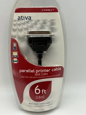 Ativa Connect Parallel Printer Cable IEEE 1284 6Ft 828-530 DB25 Male/CEN36 Male - Image 1 of 4
