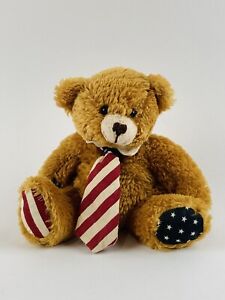 Sac à haricots Plushland Bear Americana peluche 4 bébés cravate drapeau américain rouge blanc