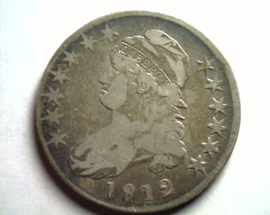 1812 BUST HALF DOLLAR FINE / VERY FINE F/VF NICE ORIGINAL COIN BOBS COINS - Picture 1 of 2