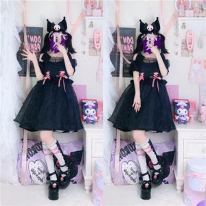 Japan Anime Cosplay JSK JK Girls' LOLITA Strap Dress Cute KUROMI Knee Lace Dress - Picture 1 of 9