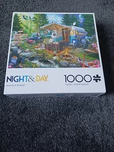 Jigsaw Puzzle Buffalo Games Night and Day "Mountain Retreat" 20x27 1000 Piece - Picture 1 of 3