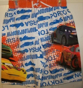 Disney Cars White Orange Swim Suit Trunks Shorts Boys Size 8 NWT - Picture 1 of 2