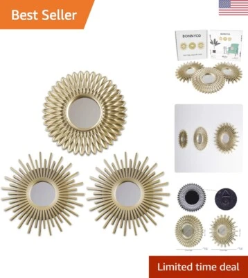 Champagne Gold Round Wall Mirrors - Set of 3 for Home Decor & Gifts for Women - Image 1 of 4