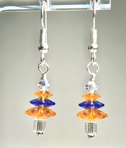 Handcrafted Florida gators crystal Christmas tree drop earrings Cover