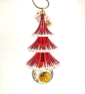 Christopher Radko Weihnachtsschmuck elegant immergrün rot 99-413-0 Baum Neu mit Etikett - Bild 1 von 11