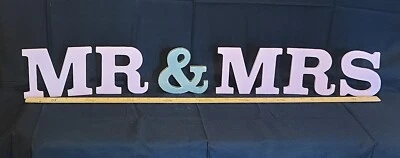   "MR & MRS" HAND MADE - STANDUP WOOD SIGN - PAINTABLE  - EUC!*! - Image 1 of 4