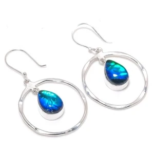 Triplet Opal Gemstone 925 Sterling Silver Handmade Jewelry Earring Sz 1.50 - Picture 1 of 1