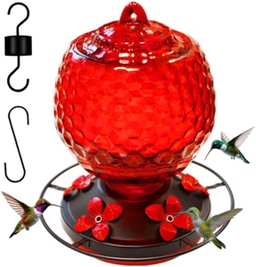 25oz Glass Hummingbird Feeder for Outdoors Hanging, Hummingbird Gift for Women - Picture 1 of 12