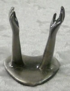 Hands Up Small Pewter Small Sphere, Egg or Small Heart etc Stand - Picture 1 of 5