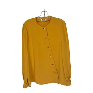 Bill Blass Vintage Women's Size 14 Round Neck Long Sleeve Button Down Shirt - Picture 1 of 7