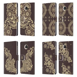 HEAD CASE DESIGNS HENNA LEATHER BOOK WALLET CASE COVER FOR MOTOROLA PHONES - Picture 1 of 10
