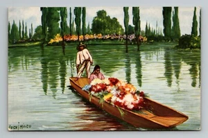 Vendedora de flores Xochimilco Tarjeta Postal Vintage Postcard Mexico unposted - Picture 1 of 2