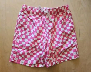 NWOT Hanna Andersson PINK CHECKER FLAG SUNBLOCK SWIM SHORTS TRUNKS 130 8 $46 - Picture 1 of 6