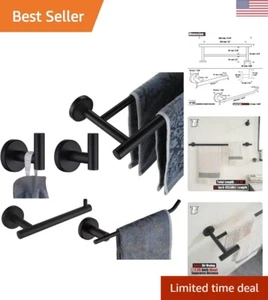 Bathroom Hardware Set, 5-Piece Bath Accessories Set Matte Black Wall Mount In... - Picture 1 of 10