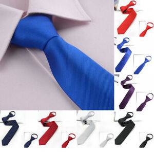 Men Necktie Zipper Lazy Tie Fashion Solid Ties Business Wedding Shirt Accessory