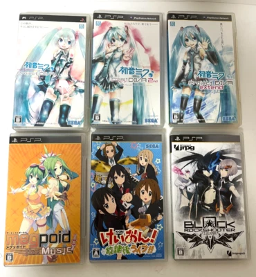 PSP Hatsune Miku Project DIVA 1 2 extend Megpoid K-ON! Black Rock Shooter 6 Set - Image 1 of 4