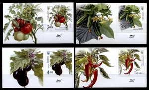 Gemüse. Tomate, Gurke, Aubergine, Paprika. 4W+4Zf. Ukraine 2016 - Bild 1 von 1
