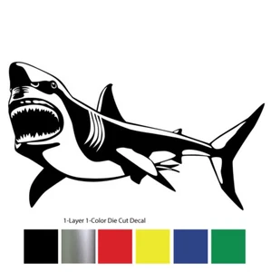 Sea Life - Great White Shark 2 Jaws Diver Car Truck Bumper Die Cut Decal Sticker - Picture 1 of 21