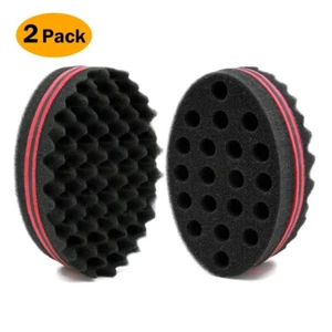 2pcs Magic Barber Dreads Locking Afro Curl Wave Oval Big Holes Hair Twist Sponge - Picture 1 of 12
