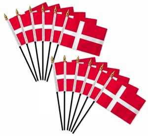 Denmark 4x6in Country Stick Flag - 1 dozen pack - Picture 1 of 2