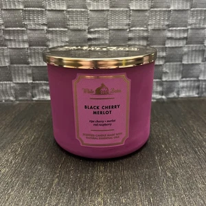 NUEVO Bath and Body Works White Barn, Black Cherry Merlot, 3 velas de mecha - Imagen 1 de 5
