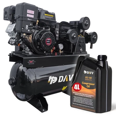 Compresor de aire portátil de pistón de motor de gas 13 HP 35Cfm 30 galones + 4L 100 % sintético Foto 1 de 4