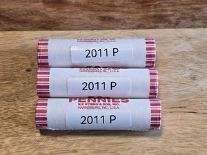 3 Rolls 2011 P Uncirculated Lincoln Shield Cent Sealed Penny Roll (150 Coins) - Picture 1 of 2